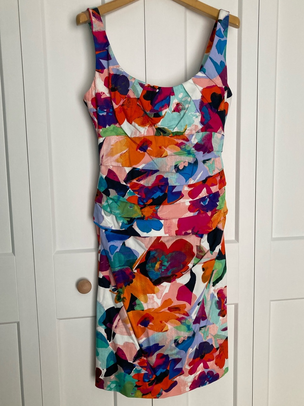 Suzi Chin for Maggy Boutique Vibrant Multicolor Floral Sheath Dress Size 4